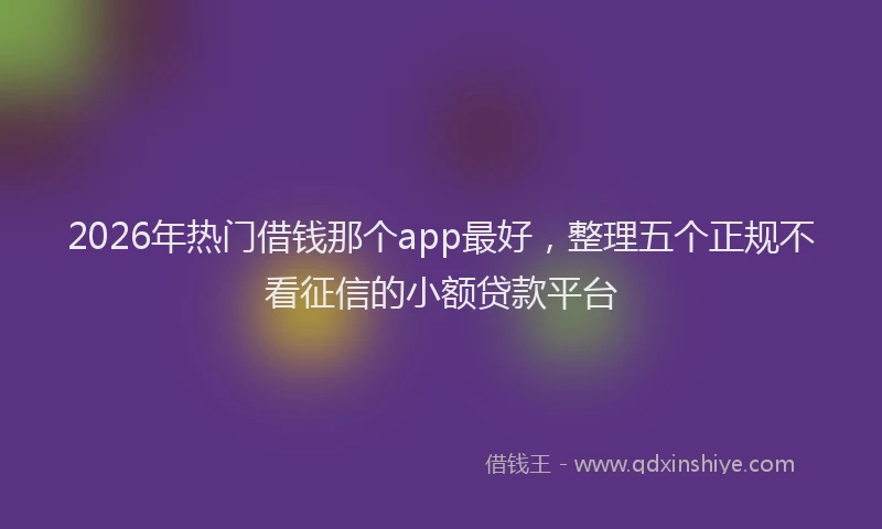 2026年热门借钱那个app最好，整理五个正规不看征信的小额贷款平台