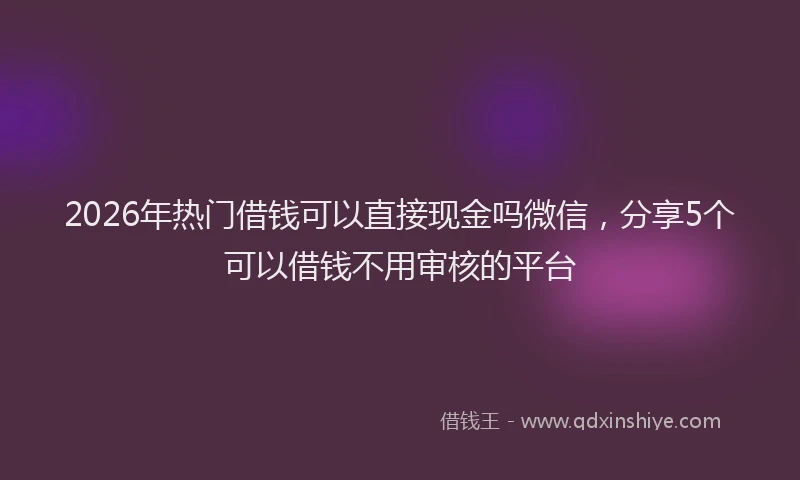 2026年热门借钱可以直接现金吗微信，分享5个可以借钱不用审核的平台