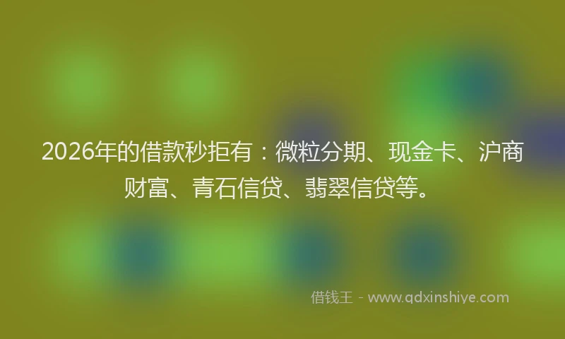 2026年的借款秒拒有：微粒分期、现金卡、沪商财富、青石信贷、翡翠信贷等。