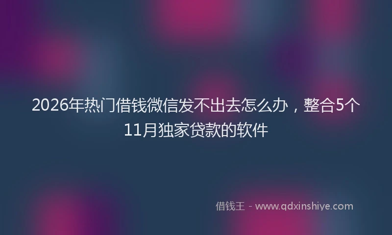 2026年热门借钱微信发不出去怎么办，整合5个11月独家贷款的软件