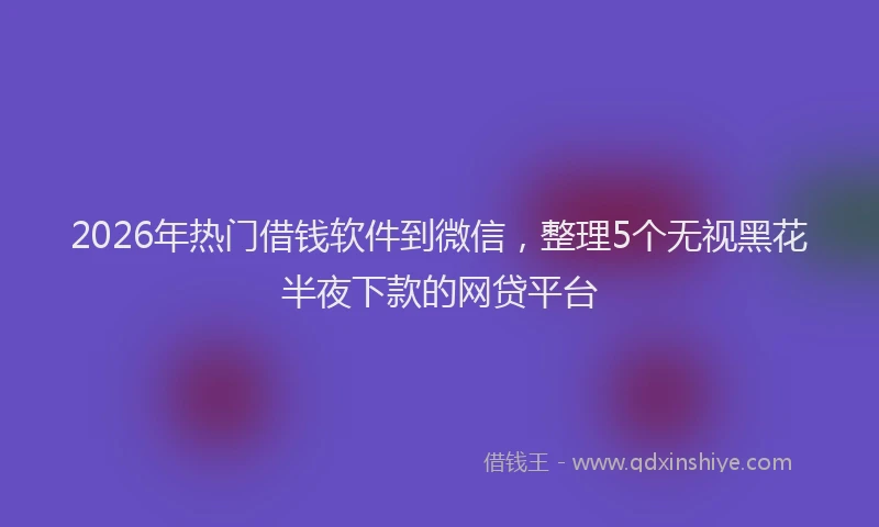 2026年热门借钱软件到微信，整理5个无视黑花半夜下款的网贷平台