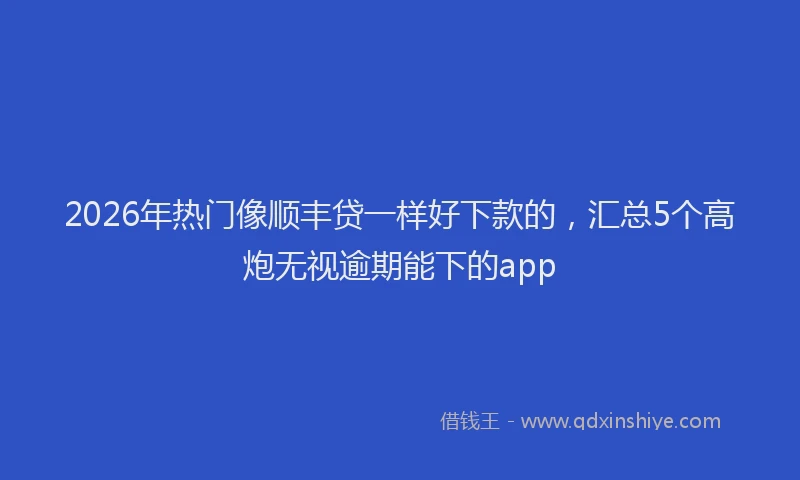 2026年热门像顺丰贷一样好下款的，汇总5个高炮无视逾期能下的app