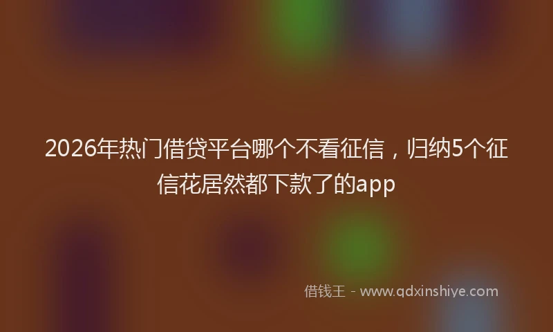 2026年热门借贷平台哪个不看征信，归纳5个征信花居然都下款了的app