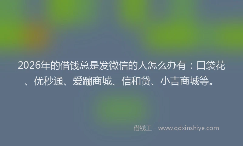 2026年的借钱总是发微信的人怎么办有：口袋花、优秒通、爱蹦商城、信和贷、小吉商城等。