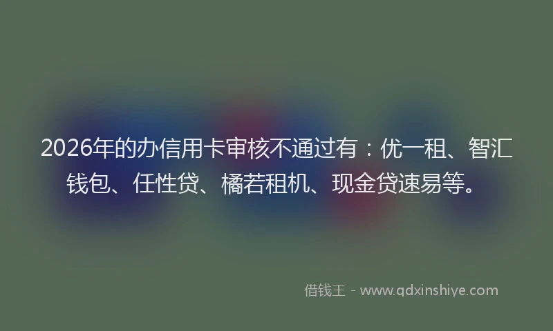 2026年的办信用卡审核不通过有：优一租、智汇钱包、任性贷、橘若租机、现金贷速易等。