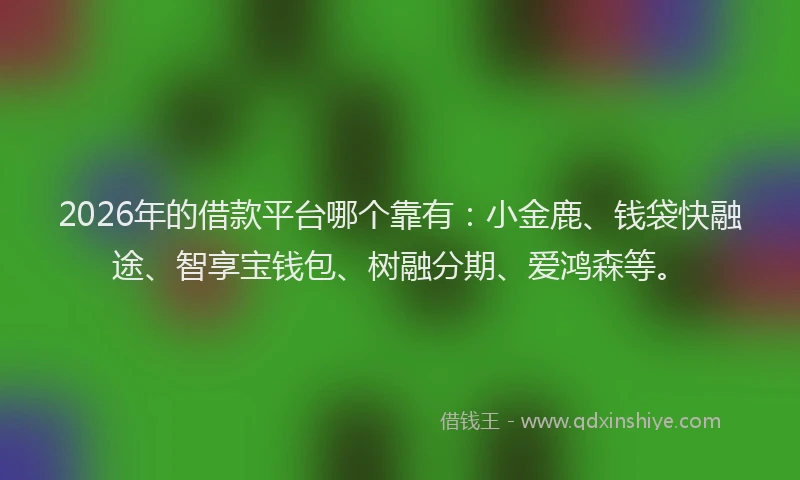 2026年的借款平台哪个靠有：小金鹿、钱袋快融途、智享宝钱包、树融分期、爱鸿森等。
