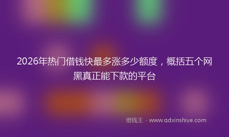 2026年热门借钱快最多涨多少额度，概括五个网黑真正能下款的平台