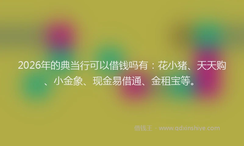 2026年的典当行可以借钱吗有：花小猪、天天购、小金象、现金易借通、金租宝等。