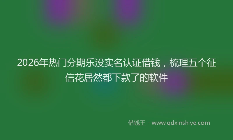 2026年热门分期乐没实名认证借钱，梳理五个征信花居然都下款了的软件