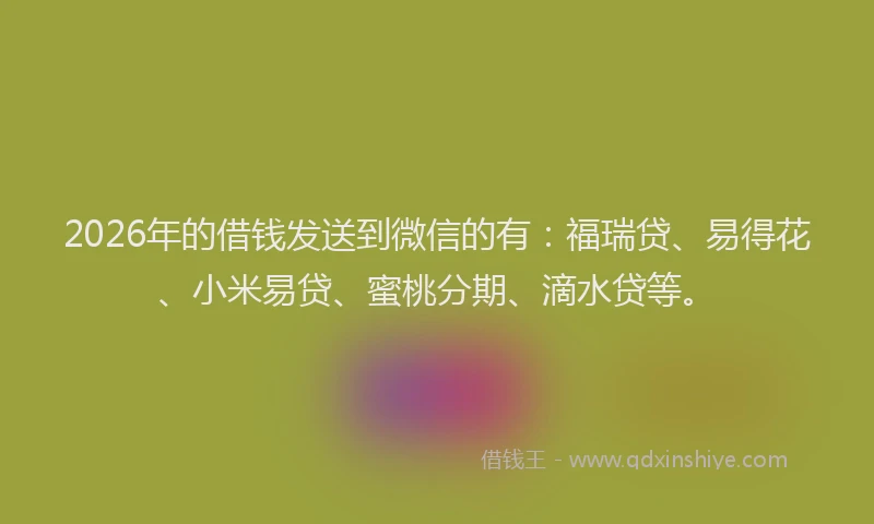 2026年的借钱发送到微信的有：福瑞贷、易得花、小米易贷、蜜桃分期、滴水贷等。