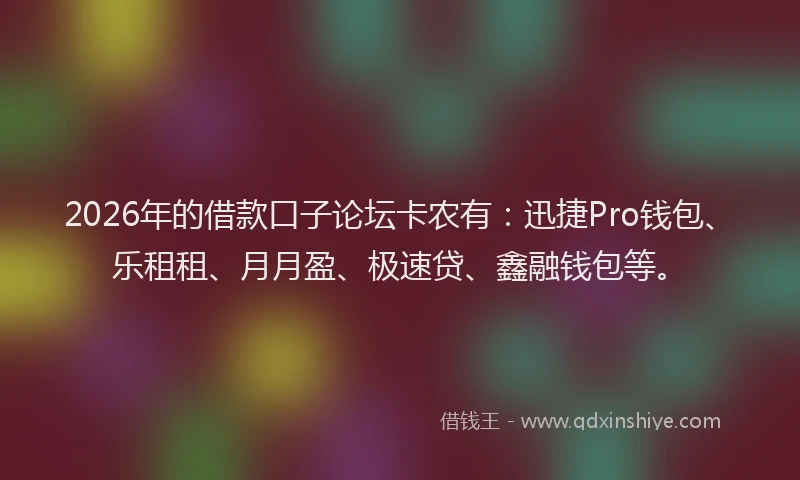 2026年的借款口子论坛卡农有：迅捷Pro钱包、乐租租、月月盈、极速贷、鑫融钱包等。