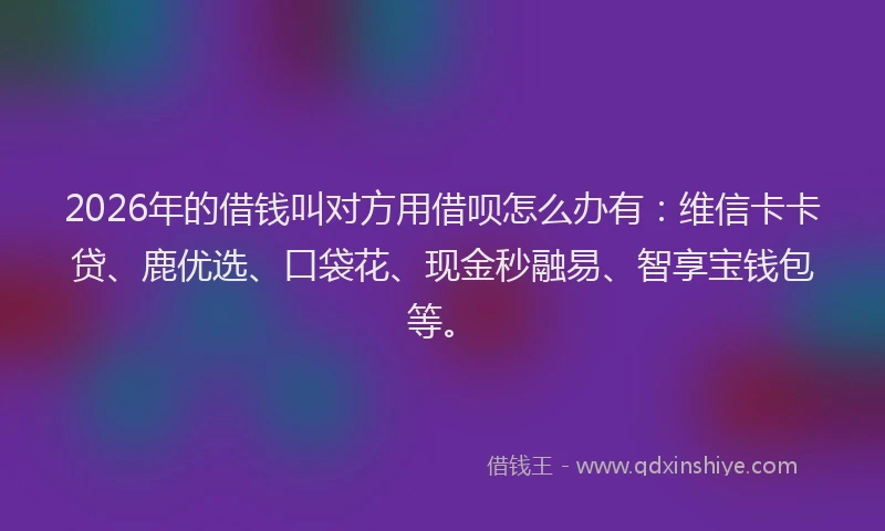 2026年的借钱叫对方用借呗怎么办有：维信卡卡贷、鹿优选、口袋花、现金秒融易、智享宝钱包等。