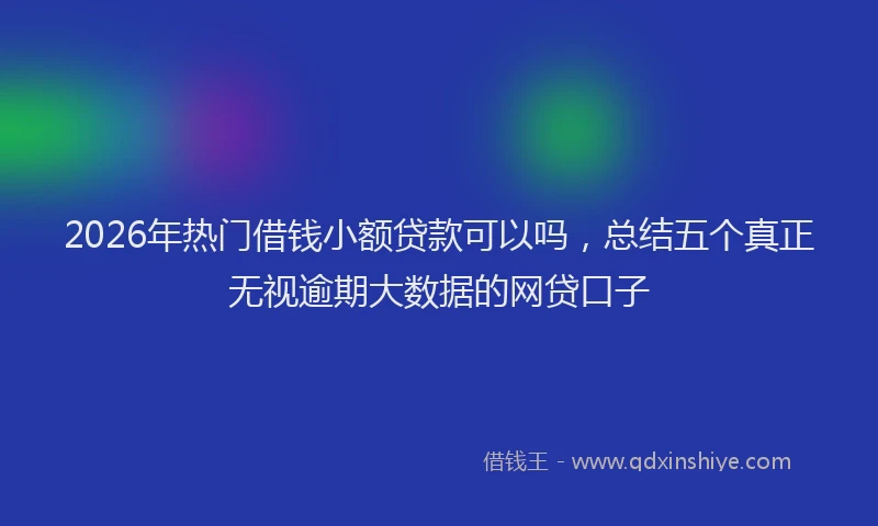 2026年热门借钱小额贷款可以吗，总结五个真正无视逾期大数据的网贷口子