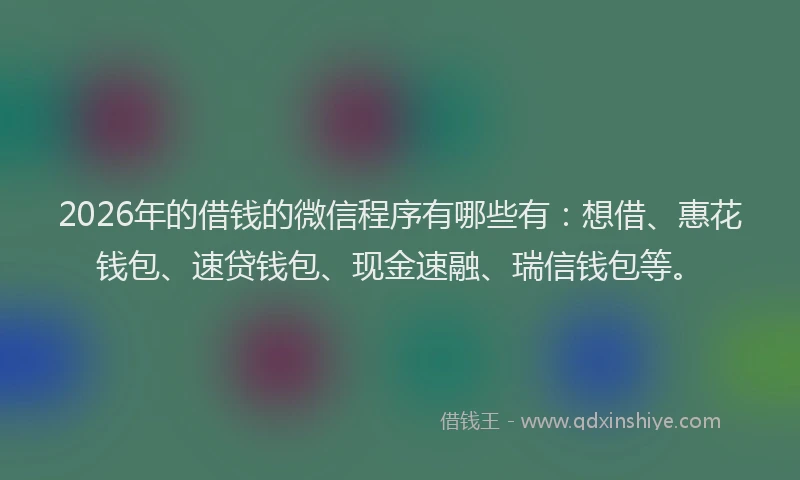 2026年的借钱的微信程序有哪些有：想借、惠花钱包、速贷钱包、现金速融、瑞信钱包等。