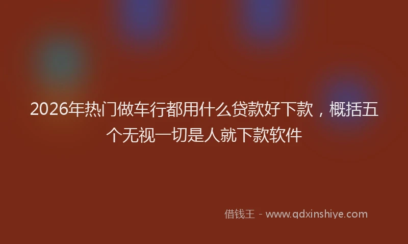 2026年热门做车行都用什么贷款好下款，概括五个无视一切是人就下款软件