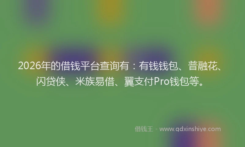2026年的借钱平台查询有：有钱钱包、普融花、闪贷侠、米族易借、翼支付Pro钱包等。