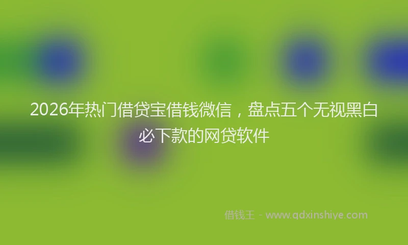 2026年热门借贷宝借钱微信，盘点五个无视黑白必下款的网贷软件