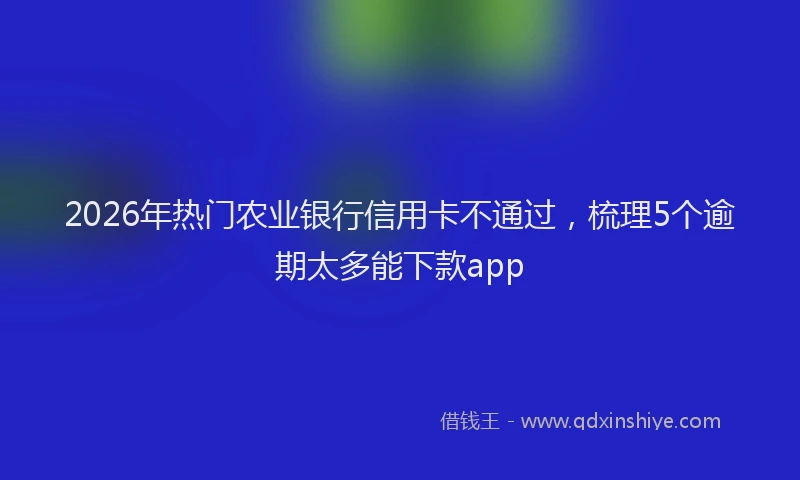 2026年热门农业银行信用卡不通过，梳理5个逾期太多能下款app