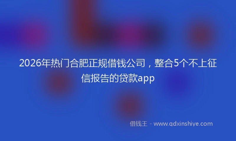 2026年热门合肥正规借钱公司，整合5个不上征信报告的贷款app