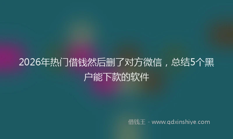 2026年热门借钱然后删了对方微信，总结5个黑户能下款的软件