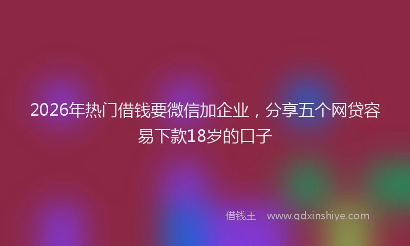 2026年热门借钱要微信加企业，分享五个网贷容易下款18岁的口子