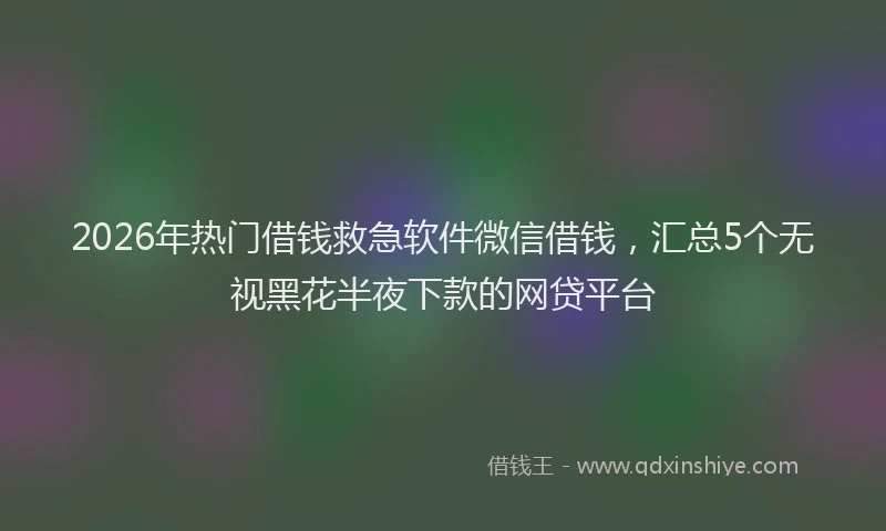 2026年热门借钱救急软件微信借钱，汇总5个无视黑花半夜下款的网贷平台