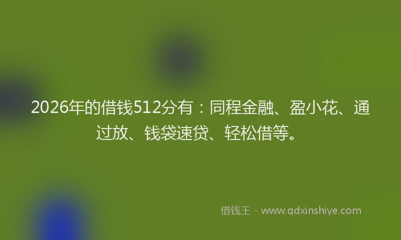 2026年的借钱512分有：同程金融、盈小花、通过放、钱袋速贷、轻松借等。