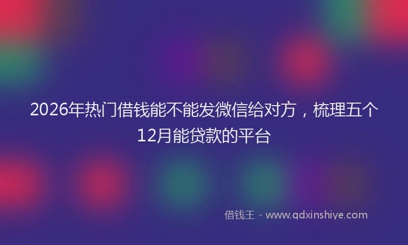 2026年热门借钱能不能发微信给对方，梳理五个12月能贷款的平台