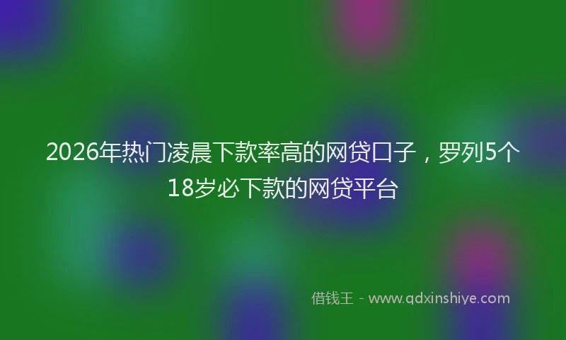 2026年热门凌晨下款率高的网贷口子，罗列5个18岁必下款的网贷平台