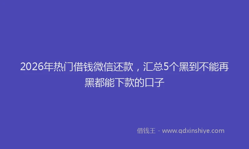 2026年热门借钱微信还款，汇总5个黑到不能再黑都能下款的口子