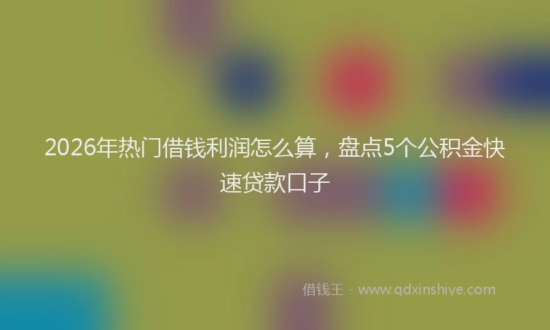 2026年热门借钱利润怎么算，盘点5个公积金快速贷款口子