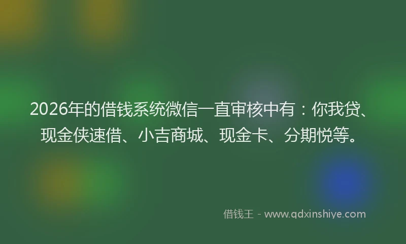 2026年的借钱系统微信一直审核中有：你我贷、现金侠速借、小吉商城、现金卡、分期悦等。