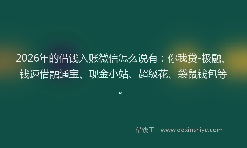 2026年的借钱入账微信怎么说有：你我贷-极融、钱速借融通宝、现金小站、超级花、袋鼠钱包等。