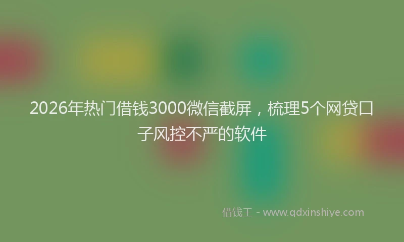 2026年热门借钱3000微信截屏，梳理5个网贷口子风控不严的软件