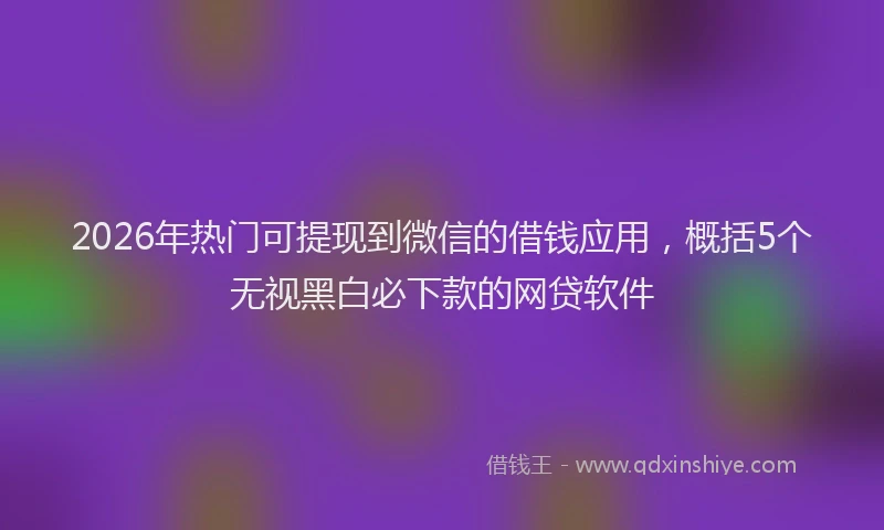 2026年热门可提现到微信的借钱应用，概括5个无视黑白必下款的网贷软件
