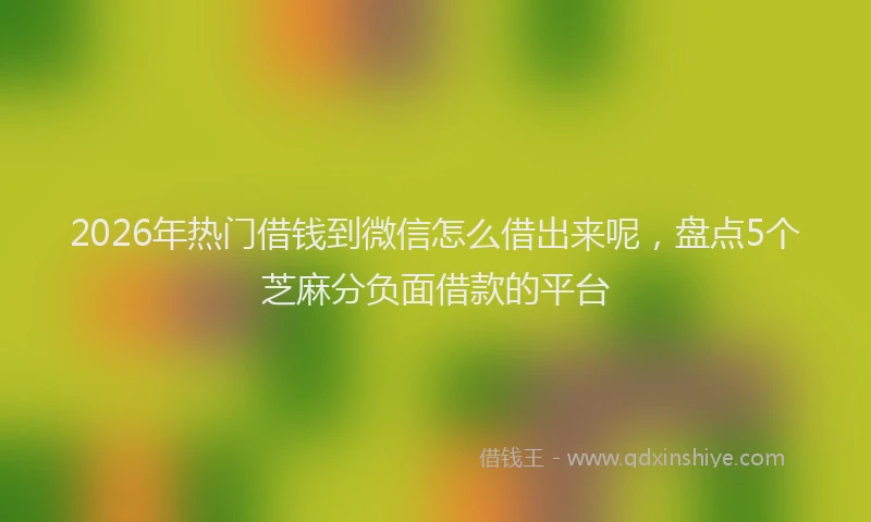2026年热门借钱到微信怎么借出来呢，盘点5个芝麻分负面借款的平台