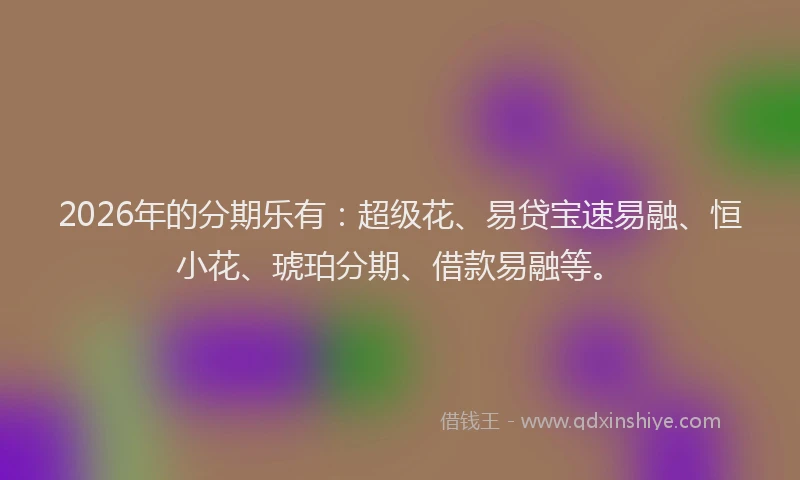 2026年的分期乐有：超级花、易贷宝速易融、恒小花、琥珀分期、借款易融等。