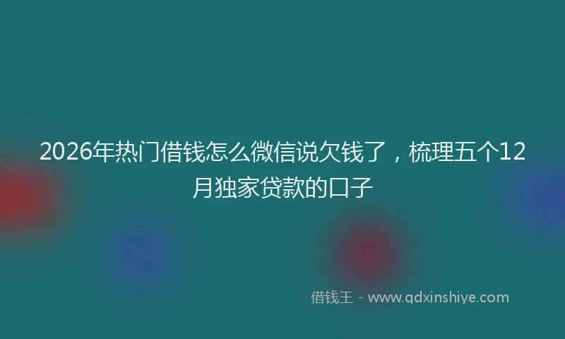 2026年热门借钱怎么微信说欠钱了，梳理五个12月独家贷款的口子