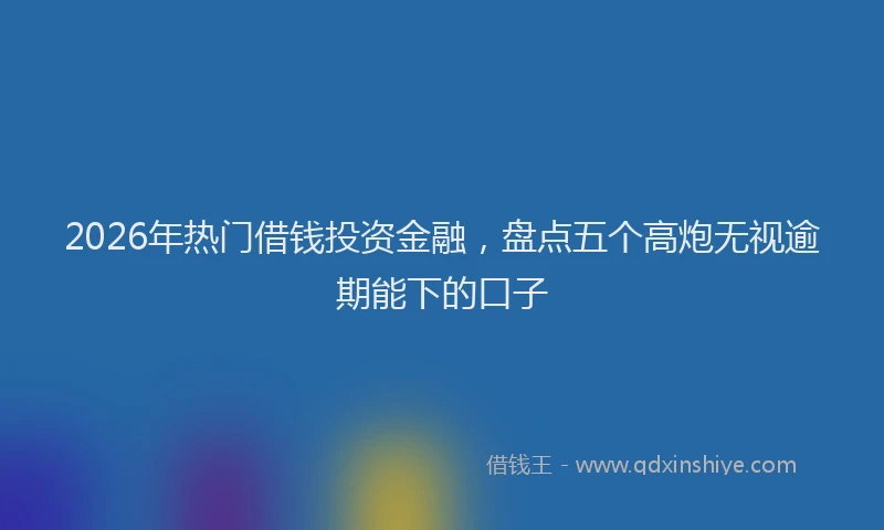2026年热门借钱投资金融，盘点五个高炮无视逾期能下的口子