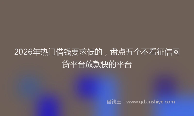 2026年热门借钱要求低的，盘点五个不看征信网贷平台放款快的平台