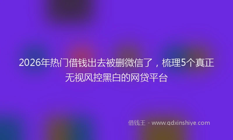 2026年热门借钱出去被删微信了，梳理5个真正无视风控黑白的网贷平台