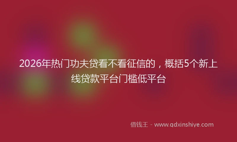 2026年热门功夫贷看不看征信的，概括5个新上线贷款平台门槛低平台