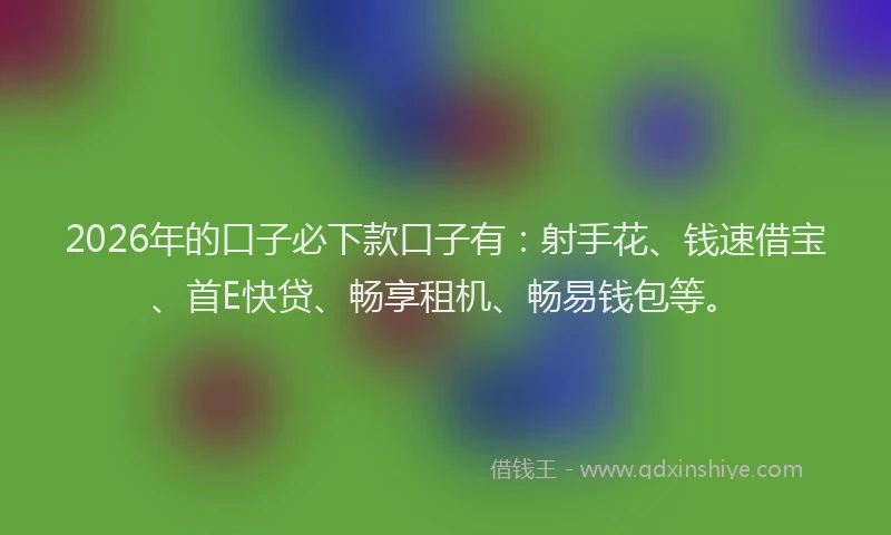 2026年的口子必下款口子有：射手花、钱速借宝、首E快贷、畅享租机、畅易钱包等。