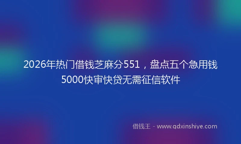 2026年热门借钱芝麻分551，盘点五个急用钱5000快审快贷无需征信软件