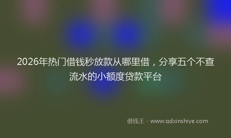 2026年热门借钱秒放款从哪里借，分享五个不查流水的小额度贷款平台