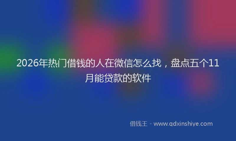 2026年热门借钱的人在微信怎么找，盘点五个11月能贷款的软件