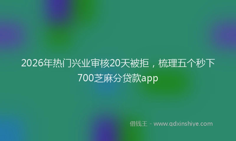 2026年热门兴业审核20天被拒，梳理五个秒下700芝麻分贷款app