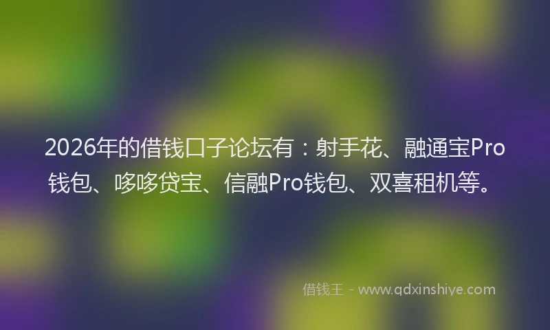 2026年的借钱口子论坛有：射手花、融通宝Pro钱包、哆哆贷宝、信融Pro钱包、双喜租机等。
