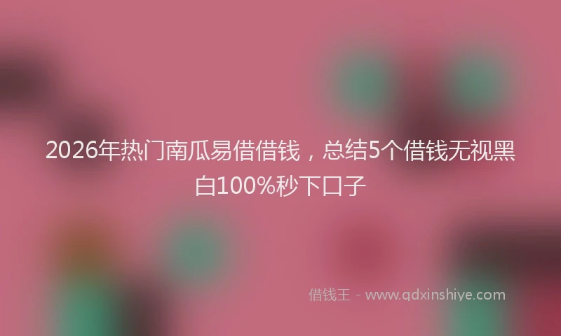 2026年热门南瓜易借借钱，总结5个借钱无视黑白100%秒下口子