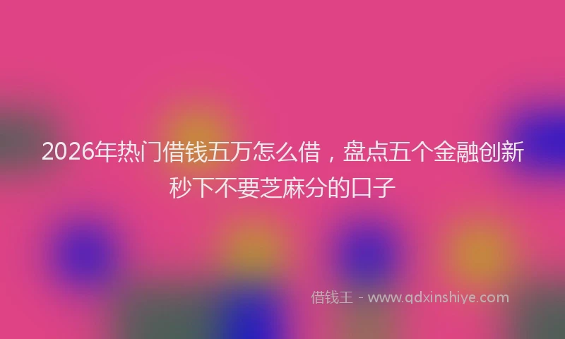 2026年热门借钱五万怎么借，盘点五个金融创新秒下不要芝麻分的口子